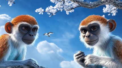 Fototapeta premium Frosted Monkeys in Winter Wonderland