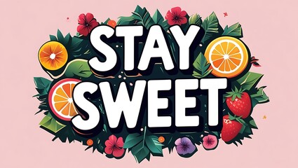 Stay Sweet Fruity Floral Design Illustration