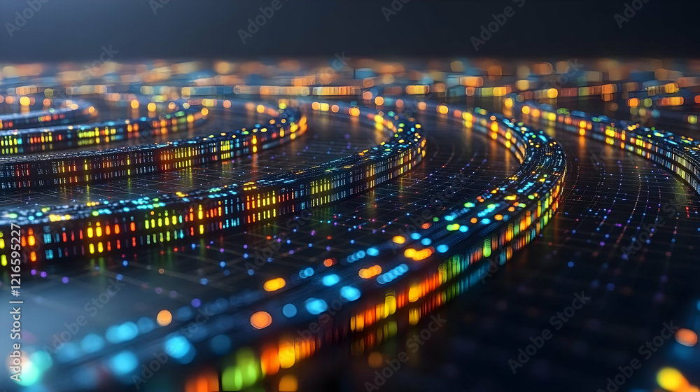 Poster abstract colorful spiral data network background