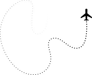 Travel concept. Dotted path airplane. Aircraft tracking