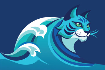 Whiskered Warrior A Side Profile of a Feisty Cat E.eps