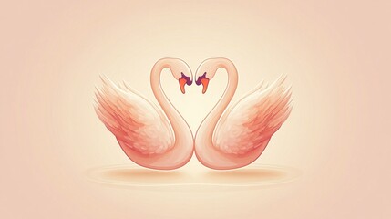 Two swans are standing in a pond with their heads together