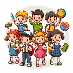 Kids going to school vector illustration 