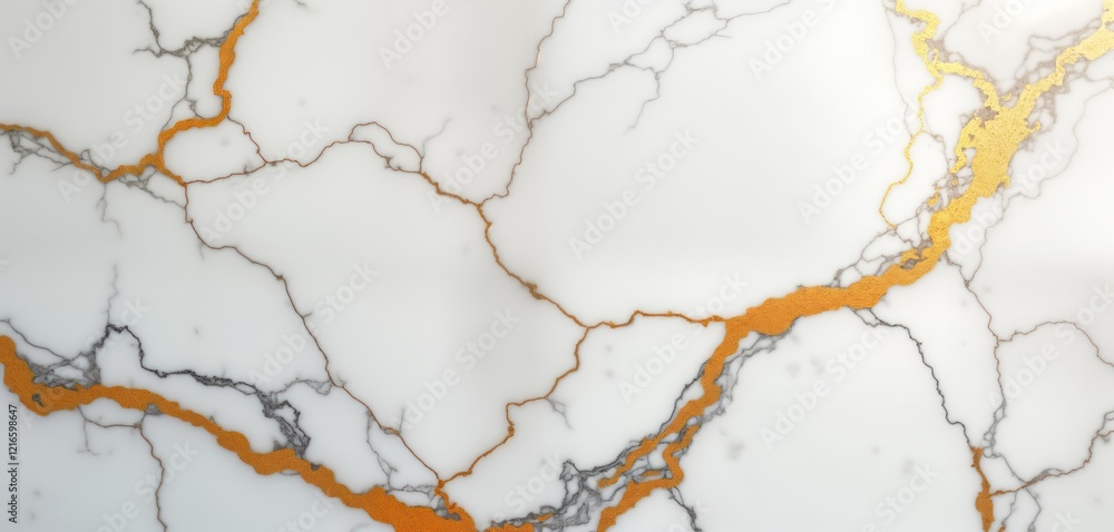 Aufkleber High-resolution image of elegant white marble texture. Subtle gold veins create luxurious pattern. Natural stone with polished surface. Ideal for interior design projects. Marble background for