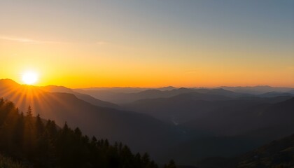 Obraz premium Mountain landscape at sunset