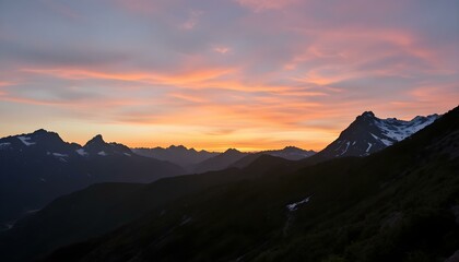Mountain landscape at sunset