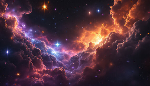 Galaxy space flight exploration space rock scence at NGC 346. 4K looping animation of flying through glowing nebulae, clouds and stars field.
