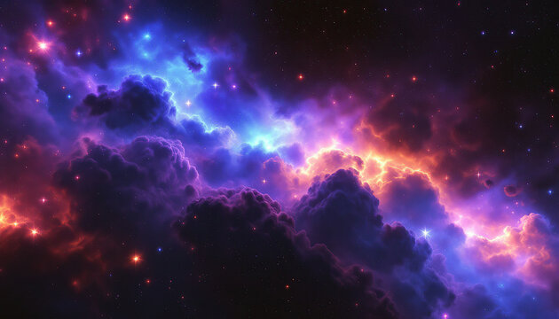 Galaxy space flight exploration space rock scence at NGC 346. 4K looping animation of flying through glowing nebulae, clouds and stars field.
