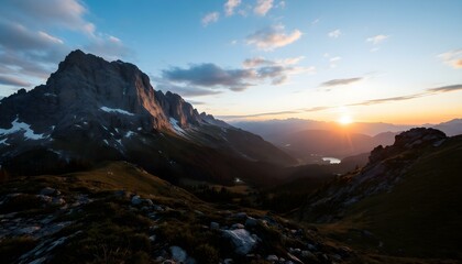 Mountain landscape at sunset