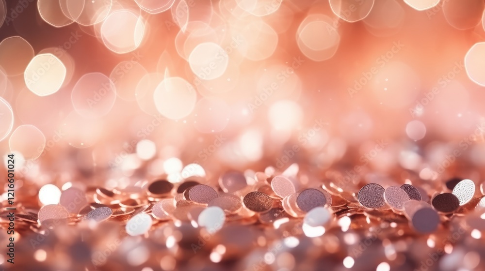 Aufkleber abstract rose gold glitter bokeh background with shimmering spots creating a festive and luxurious a