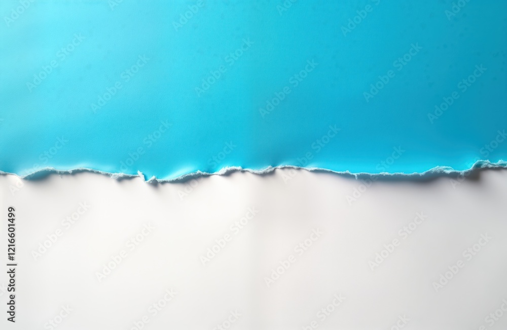 Poster torn blue paper white background. abstract design with ragged edge. blank space for text graphics. c