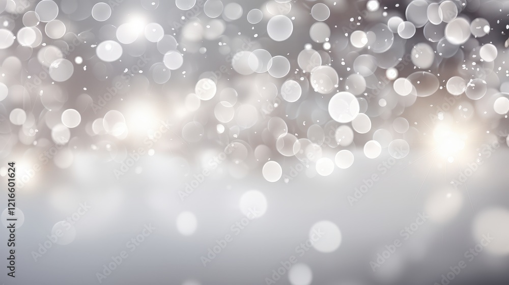 Poster silver bokeh lights with soft focus effect creating an abstract background for creative design proje