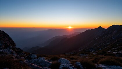 Obraz premium Mountain landscape at sunset