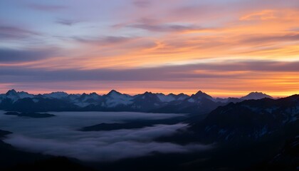 Mountain landscape at sunset