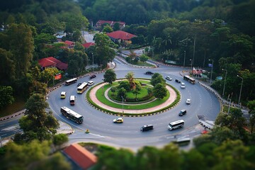 aerial view of a roundabout with traffic flowing smoothly