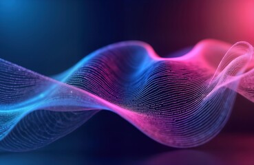 Fototapeta premium Abstract wavy lines create dynamic motion. Neon purple, blue colors blend harmoniously to create intricate design. Fluid, energetic style suggests innovation, technology. Ideal for modern digital