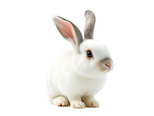 Obraz premium Adorable White Bunny Rabbit with Grey Ears