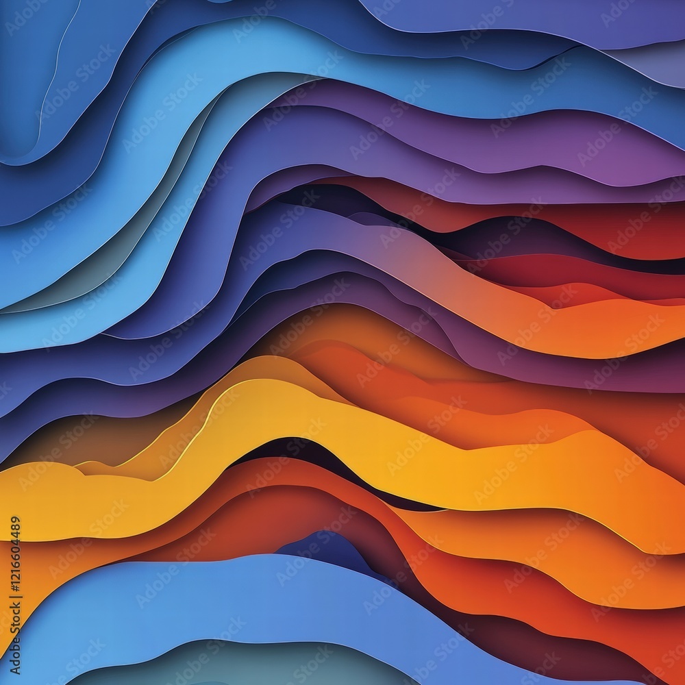 Poster abstract colorful wave background with paper cut out layers