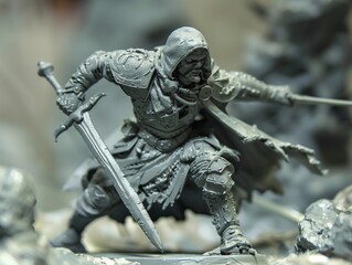 Tabletop wargaming miniature, wizard warrior, not painted 