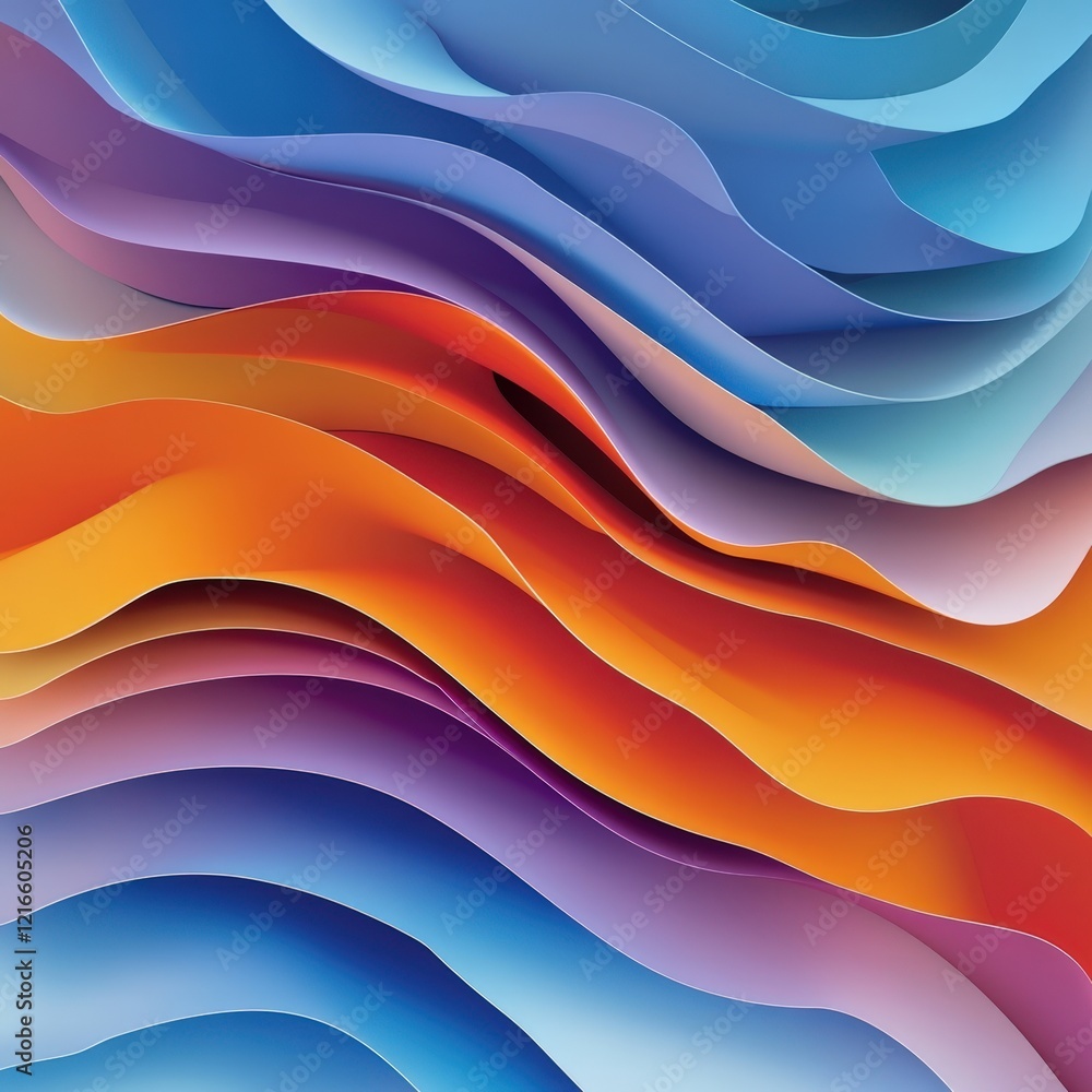 Poster abstract background with colorful wavy layers of paper