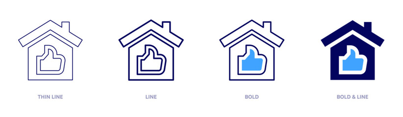 Property icon in 4 different styles. Thin Line, Line, Bold, and Bold Line. Duotone style. Editable stroke