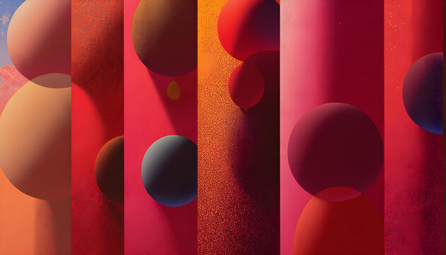 Fondo abstracto de figuras org&aacute;nicas y c&iacute;rculos. Colores morados y rojos