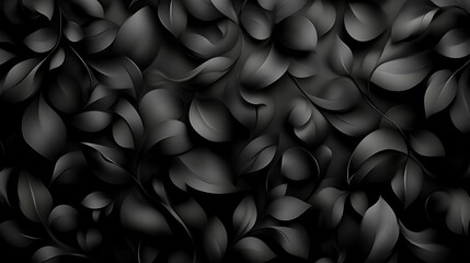 Abstract Dark Monochromatic Leaf Pattern Design