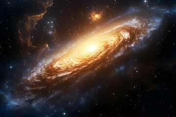 Obraz premium Majestic Spiral Galaxy in Deep Space: A Cosmic Tapestry of Stars and Nebulae