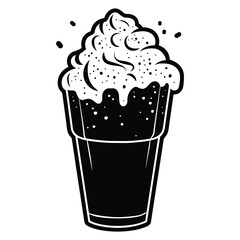 elegant illustration of cup ice-cream black and white vector art