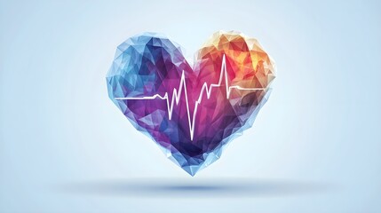 Abstract heart icon with a pulse line inside, emphasizing a healthy lifestyle.