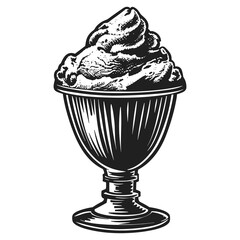 A cup of whipped cream is in black and white