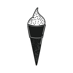 elegant illustration of black and white ice cream cone vector art