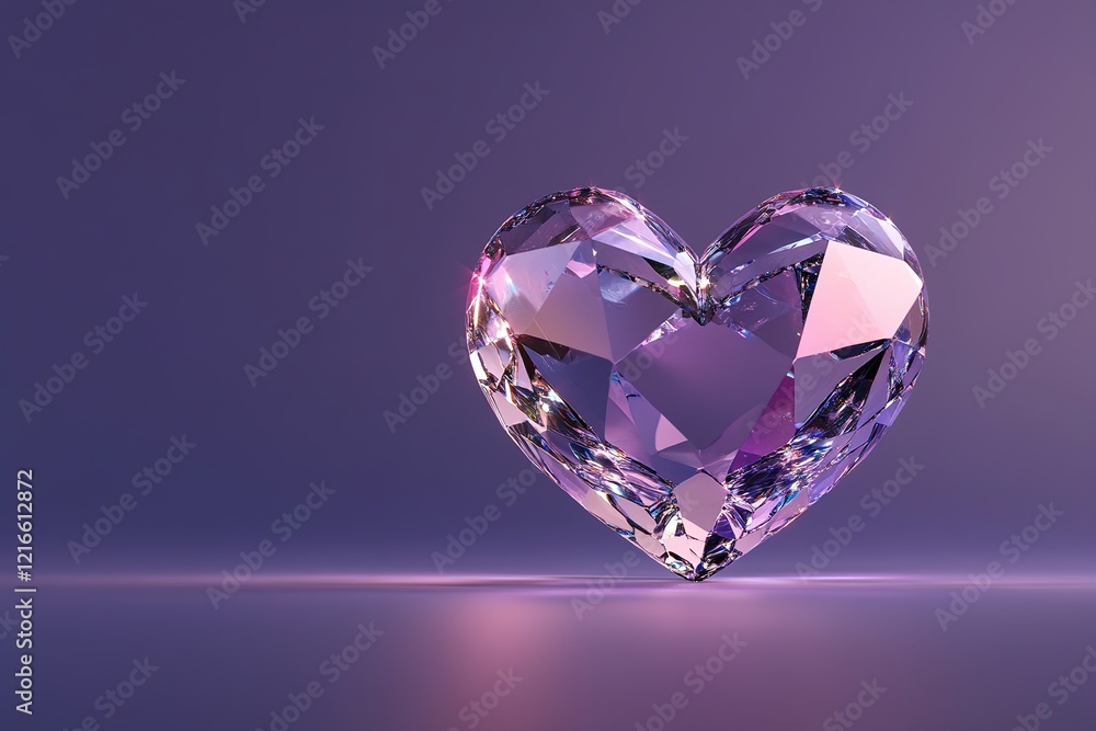 Poster interlocking diamond-like facets create a heart form that reflects vibrant rainbow colors. the dark 