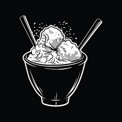 ice-cream linear flat vector illustration isolated on black background