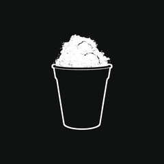 elegant illustration of cup ice-cream black and white vector art