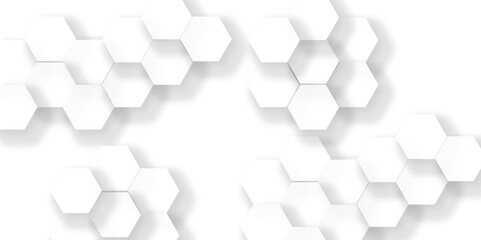 Abstract white hexagon concept background. Seamless bright white abstract honeycomb. Technology for design element vector abstract background