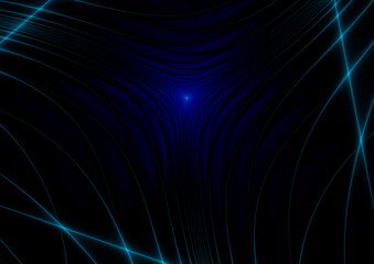 Rendering abstract blue fractal dark background, star
