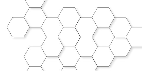 Abstract white hexagon concept background. Seamless bright white abstract honeycomb. Technology for design element vector abstract background
