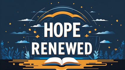 Naklejka premium Hope Renewed Night Sky Starry Book Open