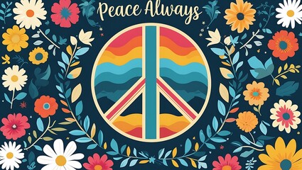 Peace Always Floral Peace Symbol Design