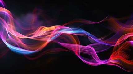 Naklejka premium Abstract colorful waves of light create a dynamic visual effect against a dark background.