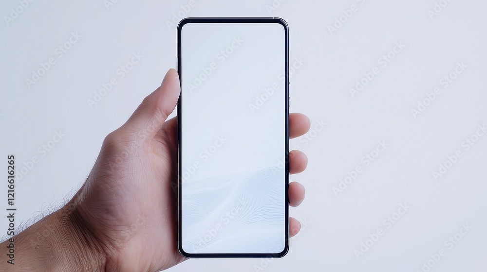 Poster smartphone interaction, a close-up of a hand engaging with a smartphone's screen, emphasizing the co