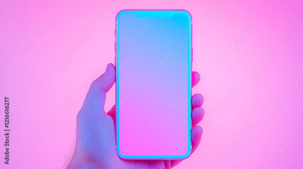 Aufkleber smartphone interaction in free space, a close-up view of a hand engaging with a smartphone screen, s