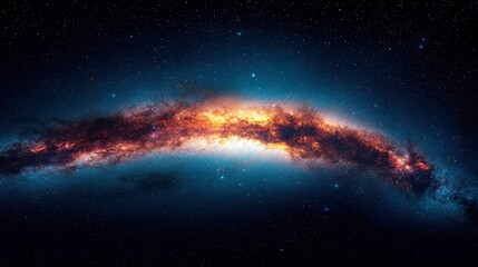 Fototapeta premium Panoramic view of the Milky Way galaxy, showcasing vibrant stars, intricate nebulae, and shimmering stardust in a serene night sky, inviting a sense of wonder.