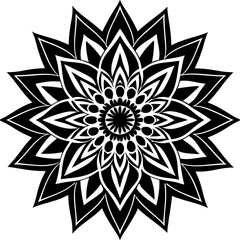 Simple mandala silhouette vector Art design, Floral mandala Illustration, ornament, flower, design, outline, template, pattern, ethnic. mandala design for invitation card, coloring book.