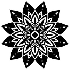 Simple mandala silhouette vector Art design, Floral mandala Illustration, ornament, flower, design, outline, template, pattern, ethnic. mandala design for invitation card, coloring book.