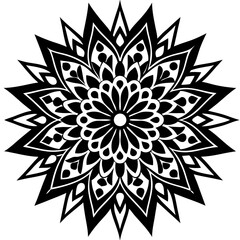 Simple mandala silhouette vector Art design, Floral mandala Illustration, ornament, flower, design, outline, template, pattern, ethnic. mandala design for invitation card, coloring book.