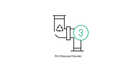 Polyvinyl Chloride Material Identification Symbol - Vector Illustration