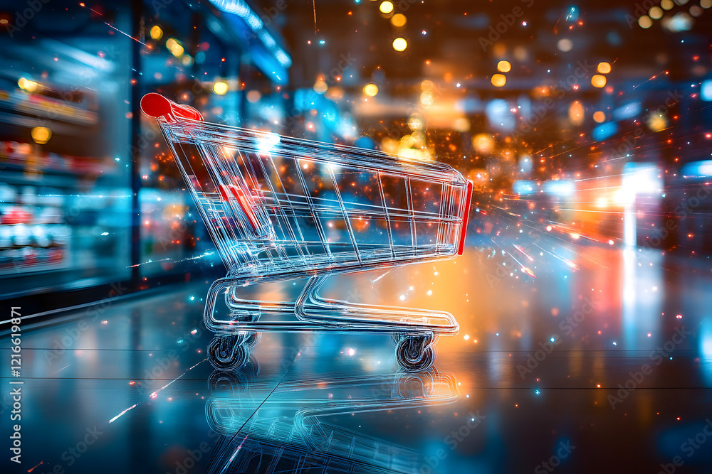 Poster ai dynamic pricing in ecommerce depicted in an abstract design where artificial intelligence adjusts