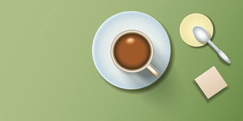 The background of the cup containing tea is green combined with lines with gold decoration